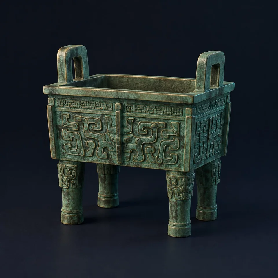 Vase rituel en bronze · Image conceptuelle IA
