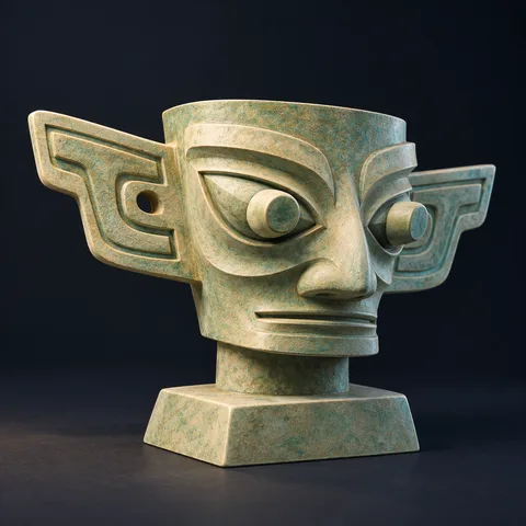 Sanxingdui mask · AI concept reference