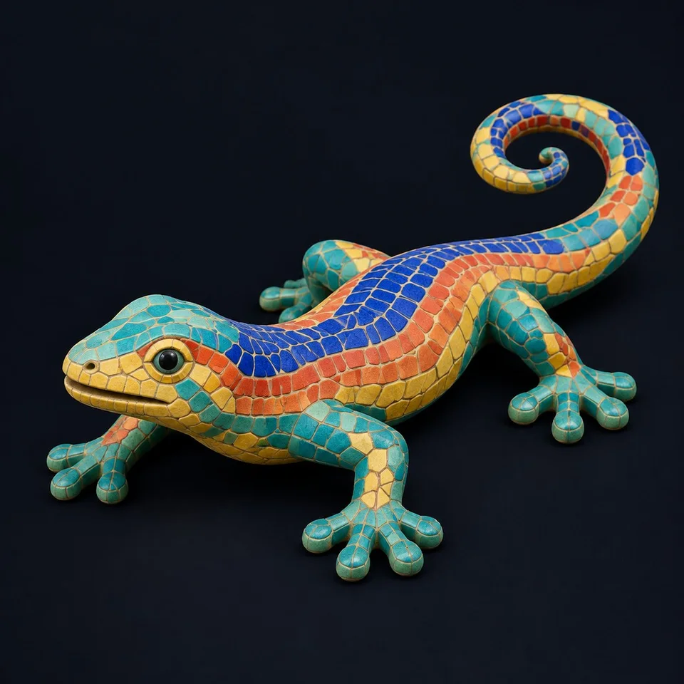 Gaudís Mosaik-Salamander · KI-Konzeptbild