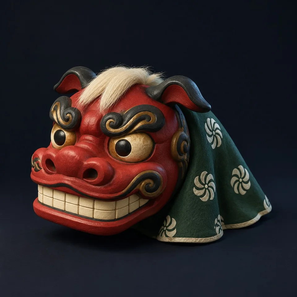 Shishimai-Löwenmaske · KI-Konzeptbild