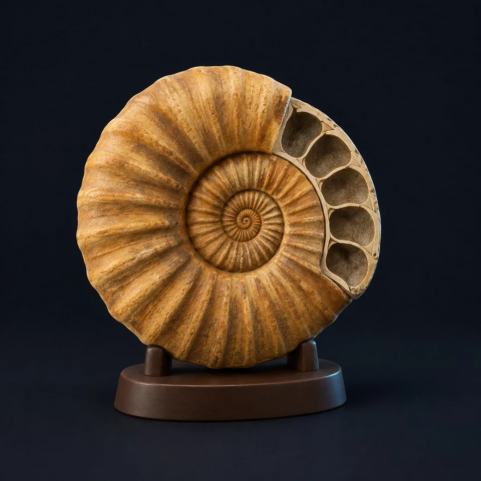 Ammonitenfossil · KI-Konzeptbild
