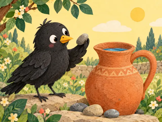 Story illustration of our crow and pitcher